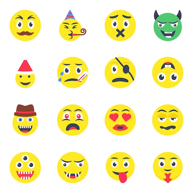 Paquete de íconos planos de las emociones
