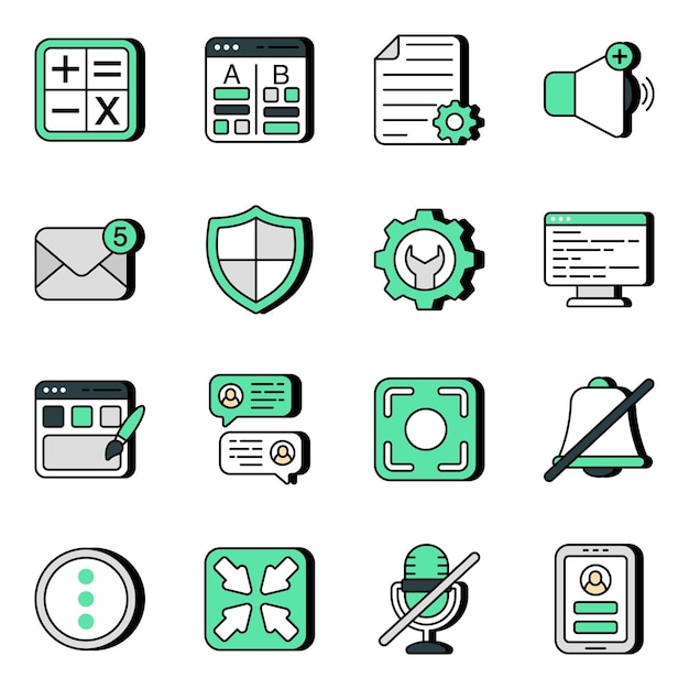 Paquete de iconos planos de interfaz de usuario