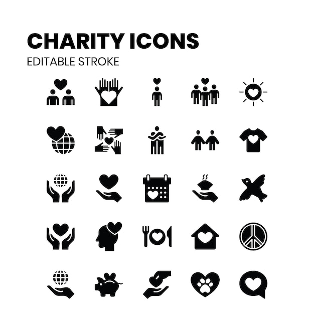 El paquete de iconos planos del vector de glifos de la donación de sangre