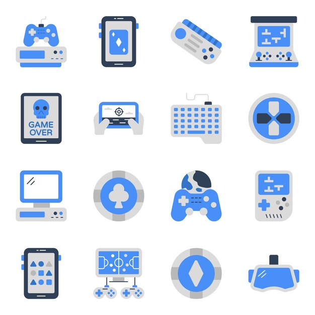 Paquete de íconos planos de videojuegos