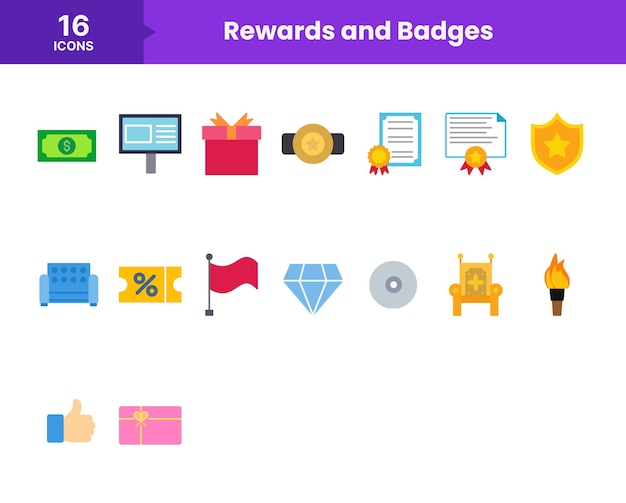 El paquete de iconos de recompensas y insignias