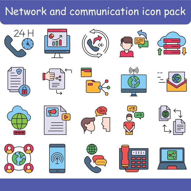 El paquete de iconos de red y comunicación