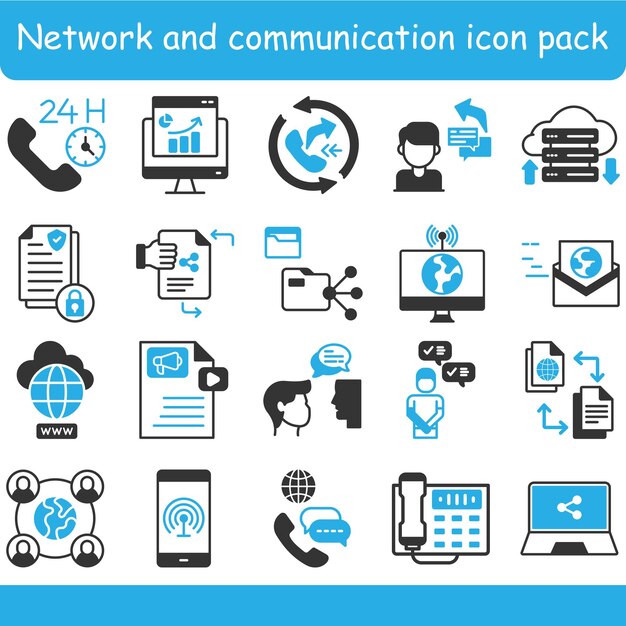 El paquete de iconos de red y comunicación