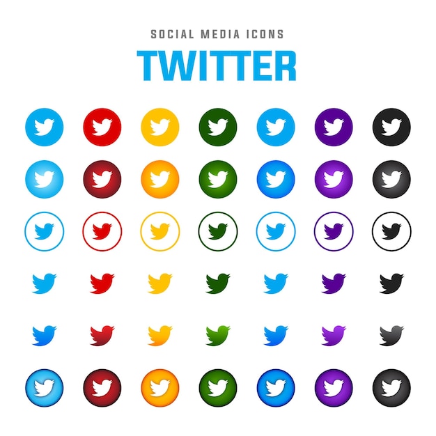 Vector paquete de iconos de redes sociales twitter