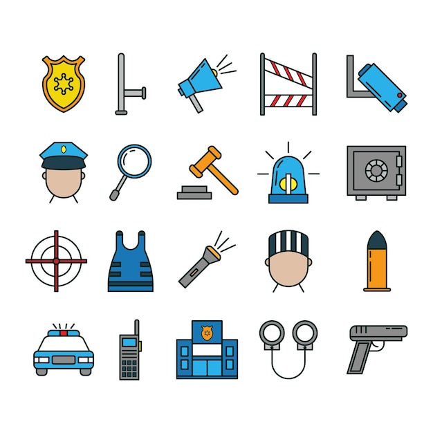 El paquete de iconos de seguridad de la aplicación de la ley