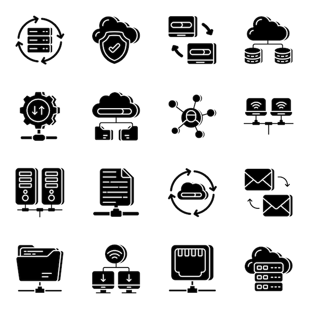 Paquete de iconos sólidos de base de datos