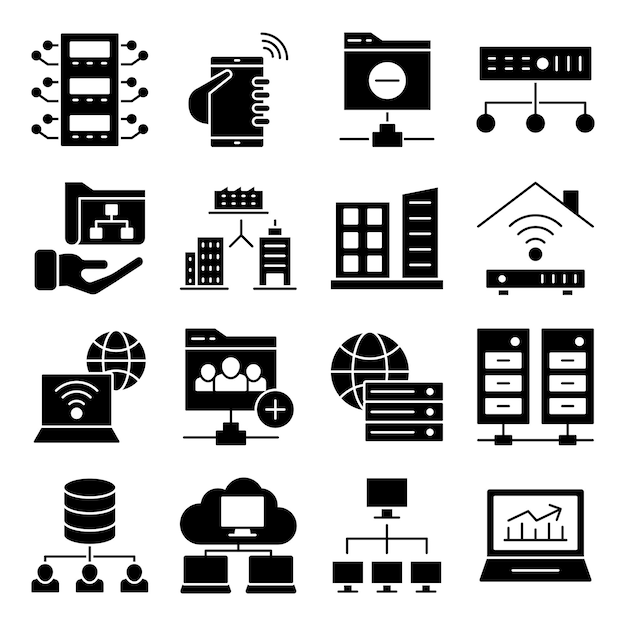 Paquete de iconos sólidos de datos