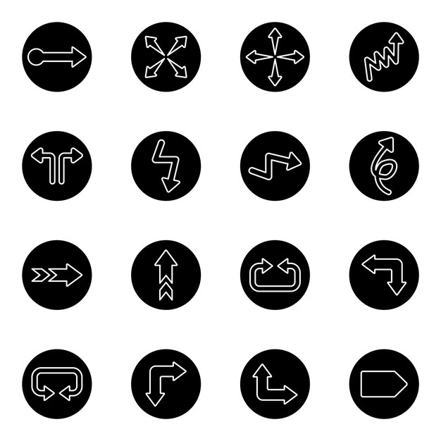 Paquete de iconos sólidos de flechas direccionales y de navegación