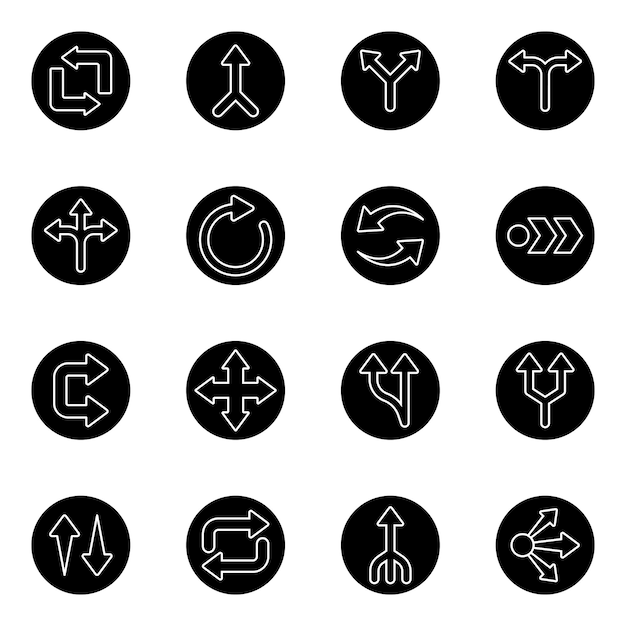 Paquete de iconos sólidos de flechas de navegación