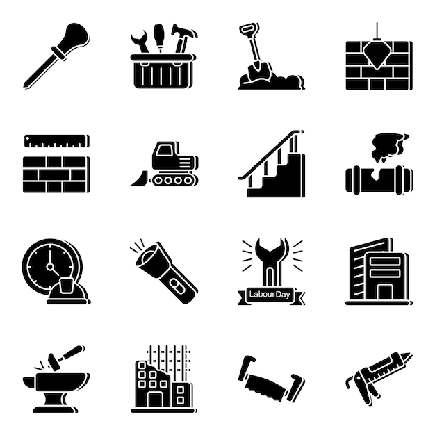 Paquete de iconos sólidos de instrumentos de reparación