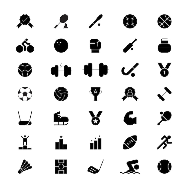 El paquete de iconos sólidos de la interfaz deportiva