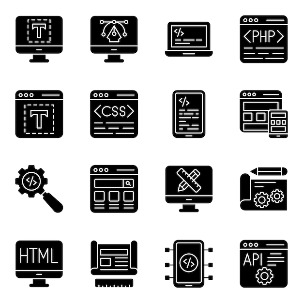 Paquete de iconos sólidos de interfaz web