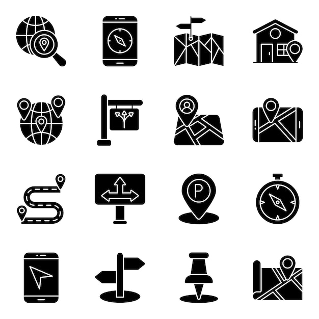 Paquete de iconos sólidos de navegación