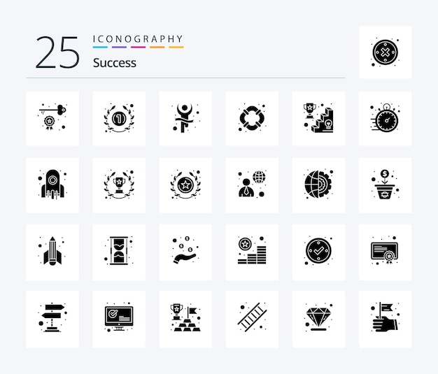 Paquete de íconos Sucess 25 Solid Glyph que incluye ayuda de soporte de recompensa de recompensa de ganador