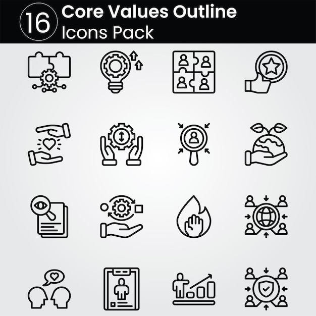 El paquete de iconos de los valores básicos