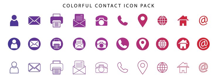 El paquete de iconos de vectores de contacto de colores