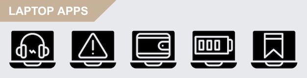 El paquete de iconos vectoriales de la computadora portátil
