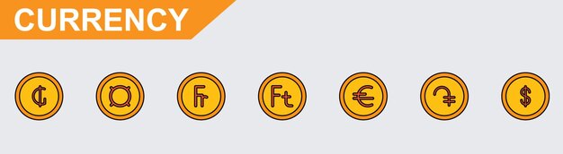 El paquete de iconos vectoriales de divisas
