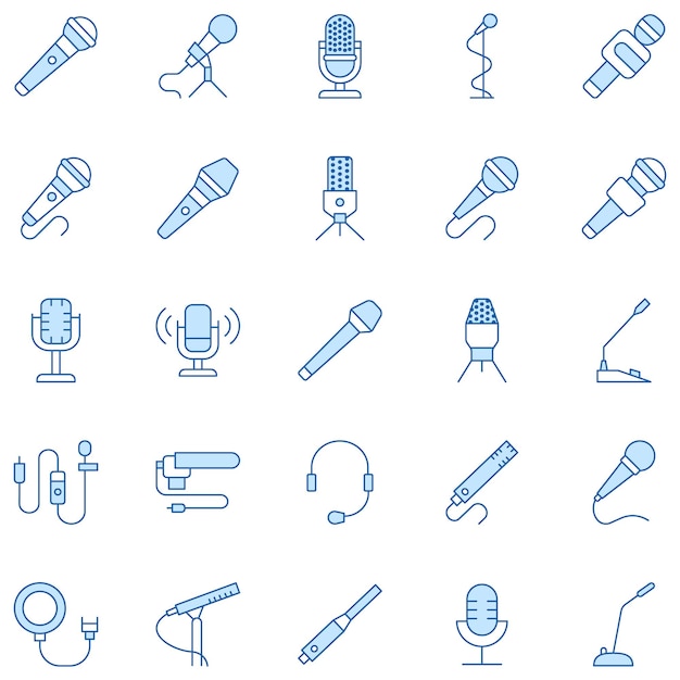 El paquete de iconos vectoriales de micrófono Duotone