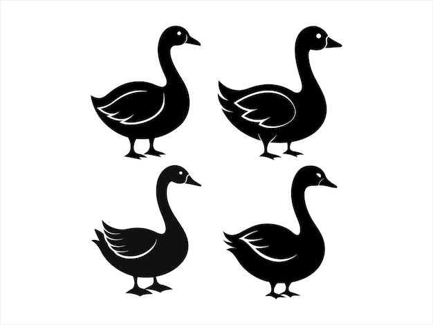 El paquete de iconos vectoriales de silueta de ganso