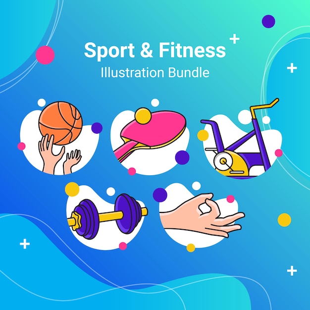 Paquete de ilustración de esquema de fitness deportivo