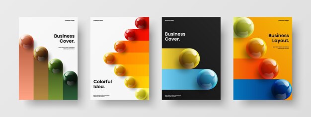Paquete de ilustración de folleto corporativo de bolas realistas coloridas