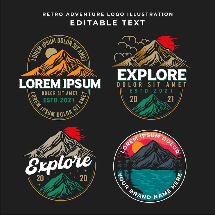 Vector paquete de ilustración de logotipo de aventura vintage