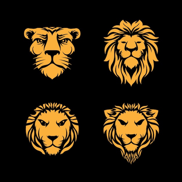 paquete de ilustración de logotipo de cabeza de león