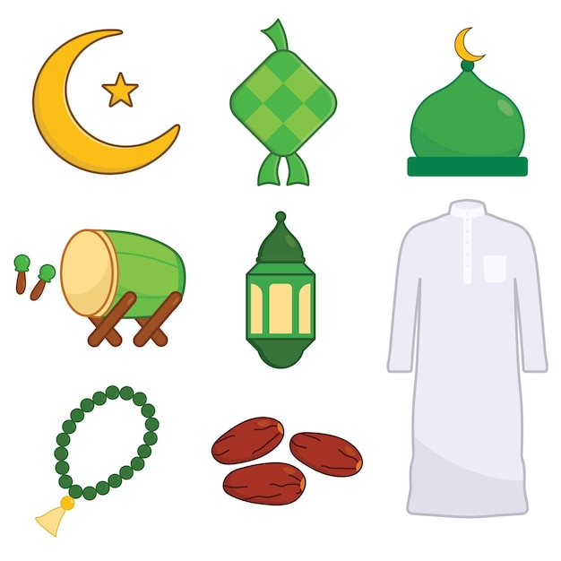 Paquete de ilustración plana de celebración islámica musulmana de Ramadán