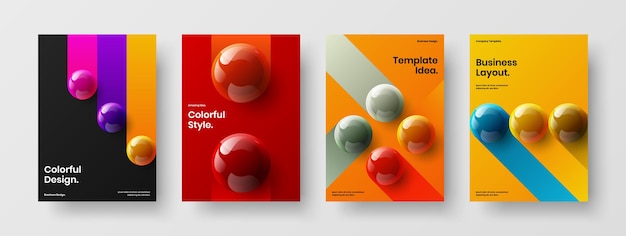 Paquete de ilustración de portada corporativa de bolas vívidas en 3D