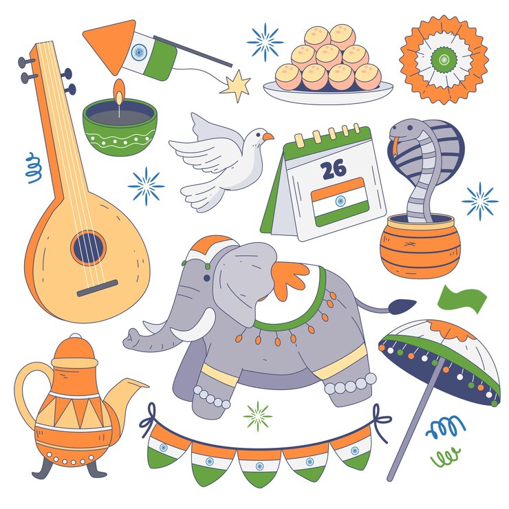 El paquete de ilustraciones del Día de la República de la India es perfecto para las necesidades de diseño gráfico