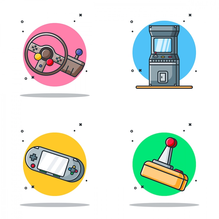 Vector paquete de ilustraciones de diseño de juegos estilo de dibujos animados