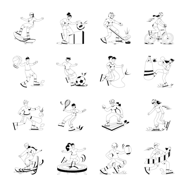 Paquete de ilustraciones de glifos deportivos