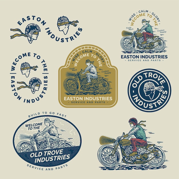 Vector paquete de ilustraciones vintage con el logotipo de las insignias de easton industries