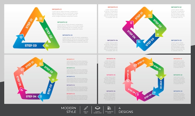 Paquete de infografía con estilo moderno y concepto de rompecabezas para fines de presentación, negocios y marketing.