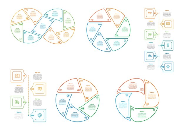 Paquete de infografía con opciones o procesos de 4 5 6 pasos para diagrama de diseño de flujo de trabajo presentación de informe anual y diseño web