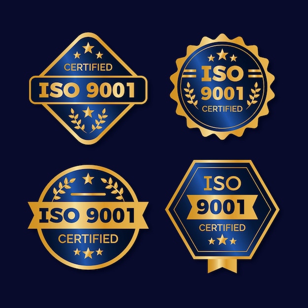 Vector paquete de insignias de certificación iso