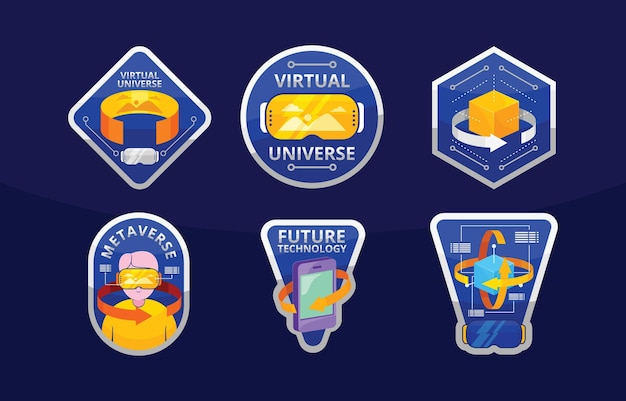 El paquete de insignias de la tecnología del Universo Virtual
