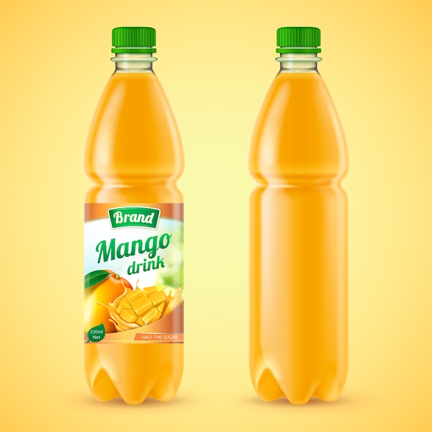 Paquete de jugo de mango en ilustración 3d