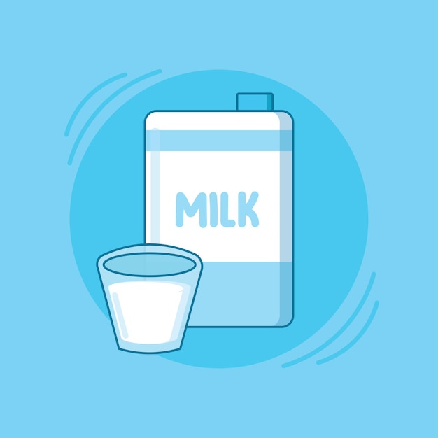 Paquete de leche de dibujos animados y vaso | Vector Premium Paquete de leche de dibujos animados y vaso | Vector Premium