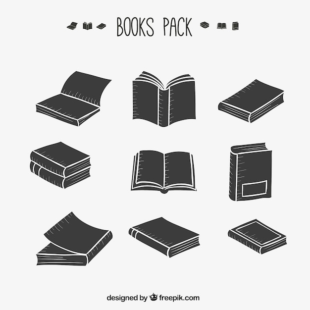 Vector paquete de libros negros