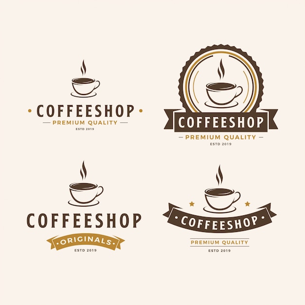 Vector un paquete de logo de una taza de café