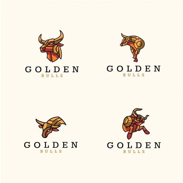 Paquete de logo de toros dorados