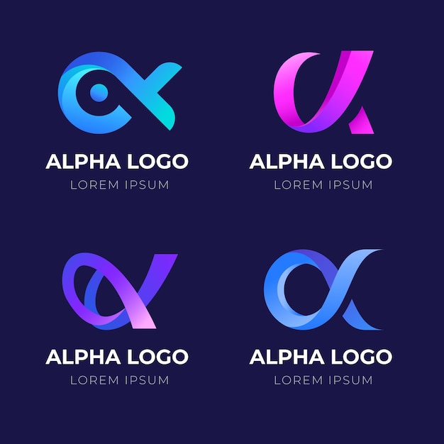 Paquete de logotipo alfa degradado