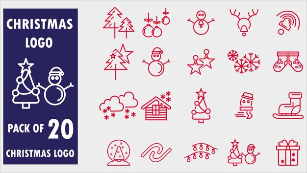 paquete de logotipo de elementos de paquete de iconos de celebración de navidad