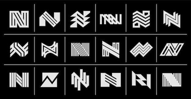 El paquete de logotipo de la letra N de la línea abstracta moderna