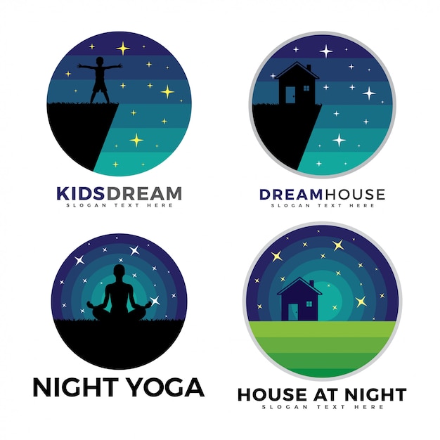 Vector paquete de logotipo, logotipo de niños, logotipo de inicio y logotipo de yoga