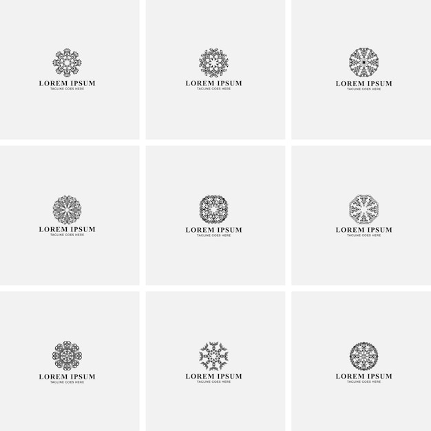 Paquete de logotipo de monograma Colección de logotipo de espalda y blanco