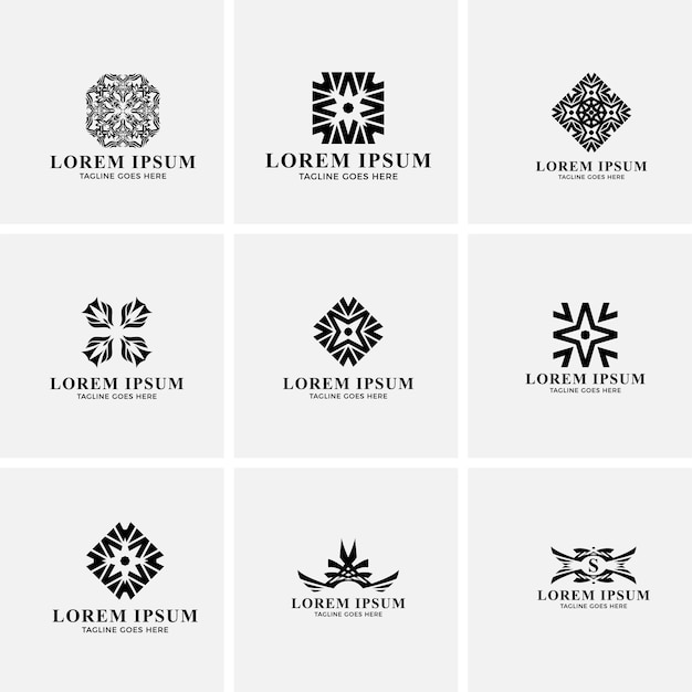 Paquete de logotipo de monograma Colección de logotipo de espalda y blanco