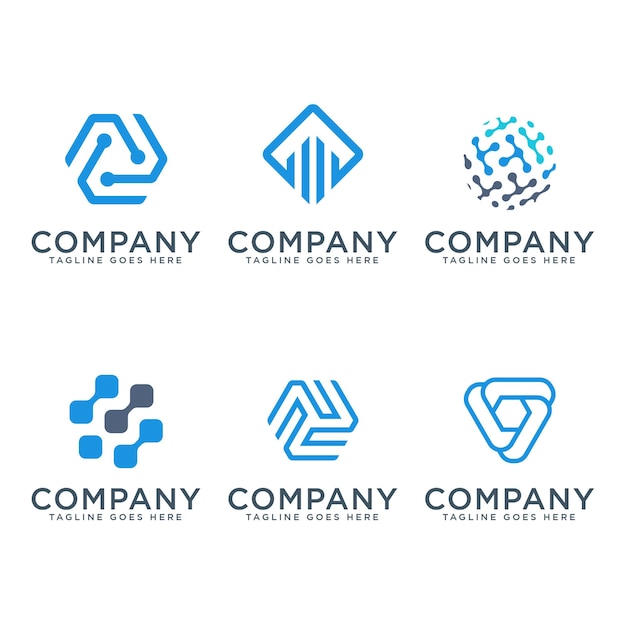 Paquete de logotipo de tecnología abstracta